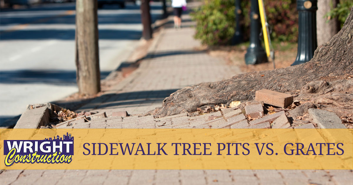 Sidewalk Tree Pits vs. Grates, Wright Construction, Murfreesboro TN